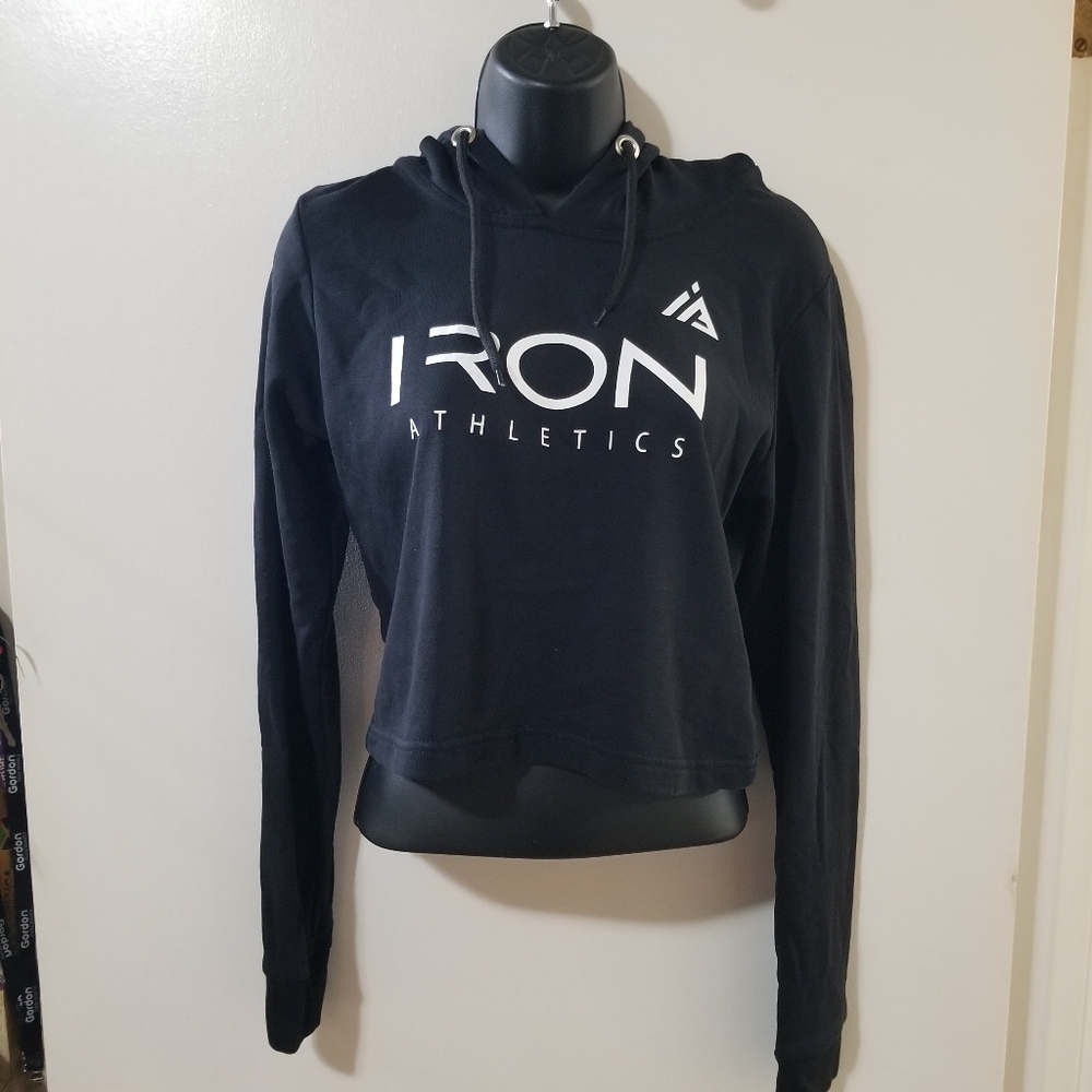 IRON ATHLETICS Black Cropped Hoodie Small